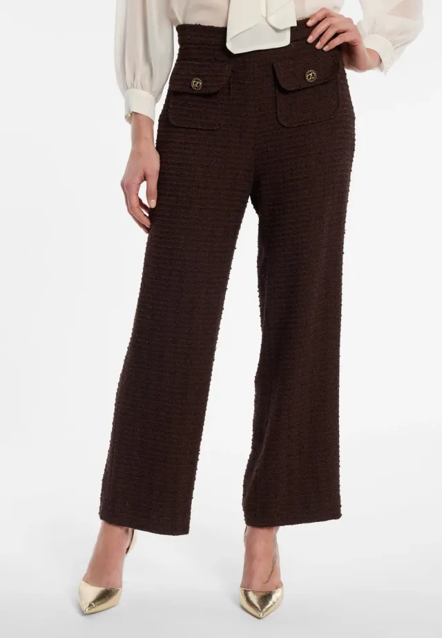 Ana Alcazar Enaraya pantaloni cropped marrone bouclé