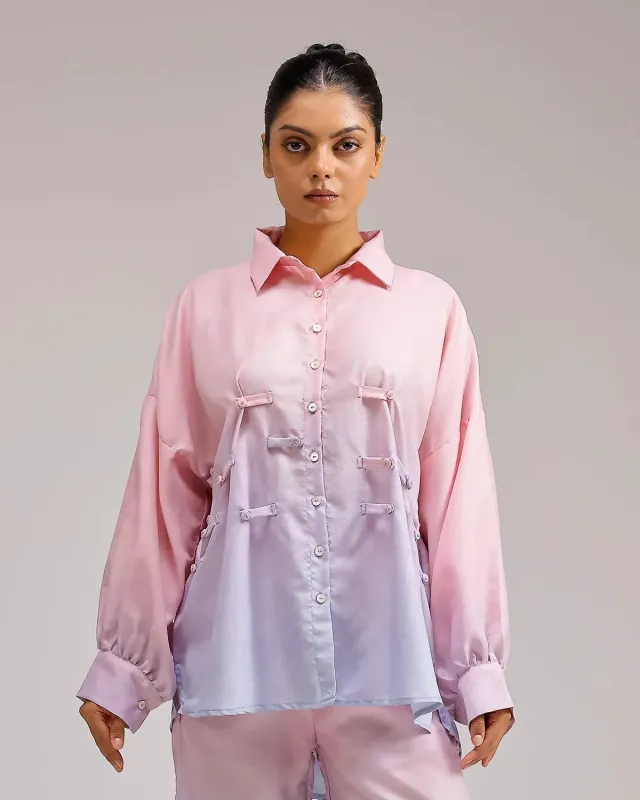 Our Dve Saanjh Ocean Mist Shirt camicia blush sky lino