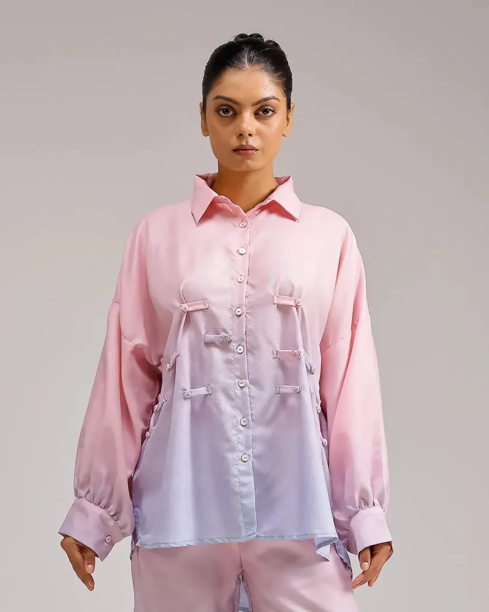 Our Dve Saanjh Ocean Mist Shirt camicia blush sky lino