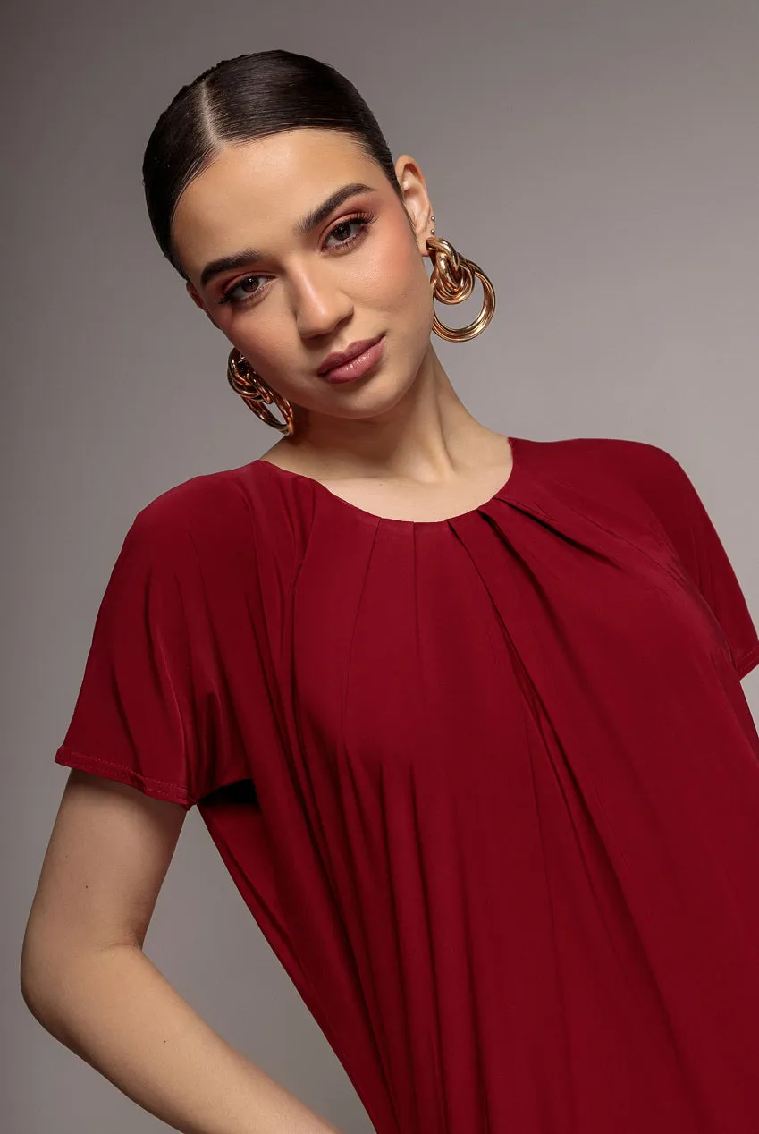 Goddiva Slouchy Midi abito vino manica corta morbido