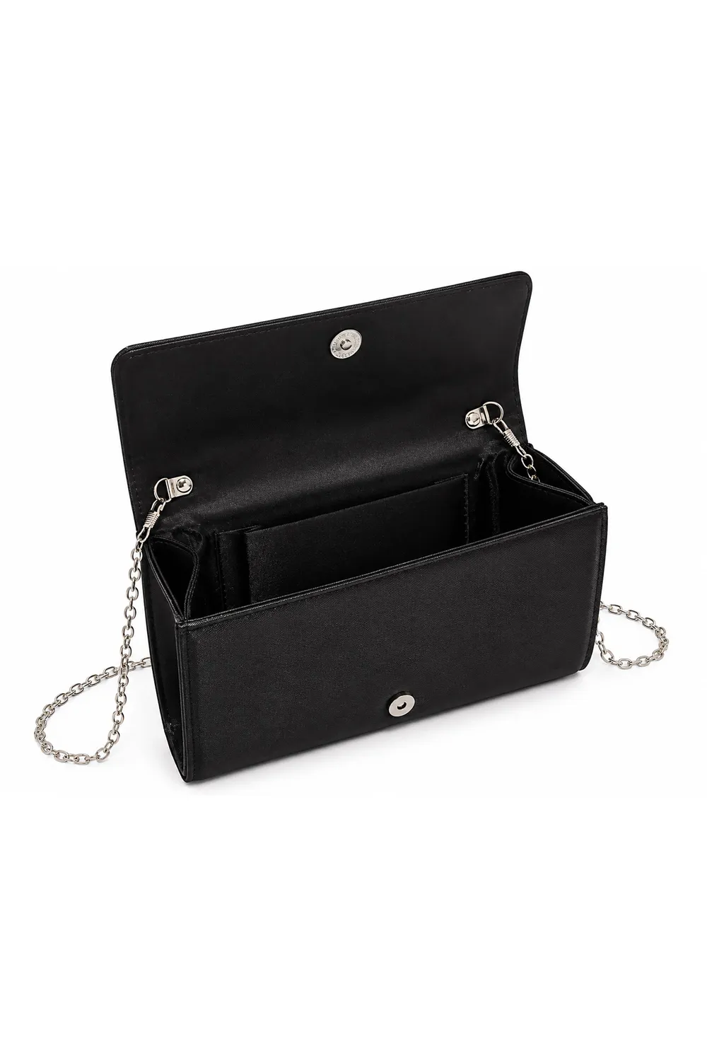 Double Second clutch perle strass pochette nera sera