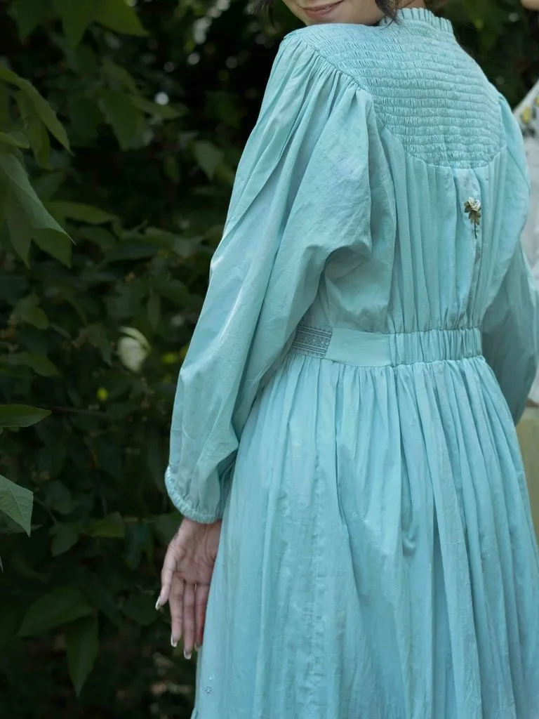 Our Dve Fae Haniel Dress abito lungo blu cotone
