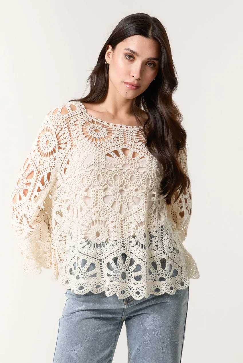 Blue Vanilla Crochet top bianco taglia unica crochet