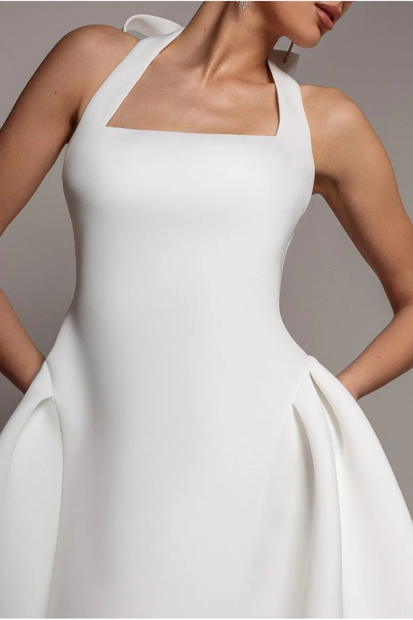 Goddiva DR5134 abito mini corsetto scuba bianco halter