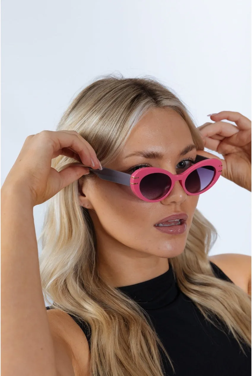 SVNX Oval Cat-Eye occhiali da sole rosa fucsia UV400