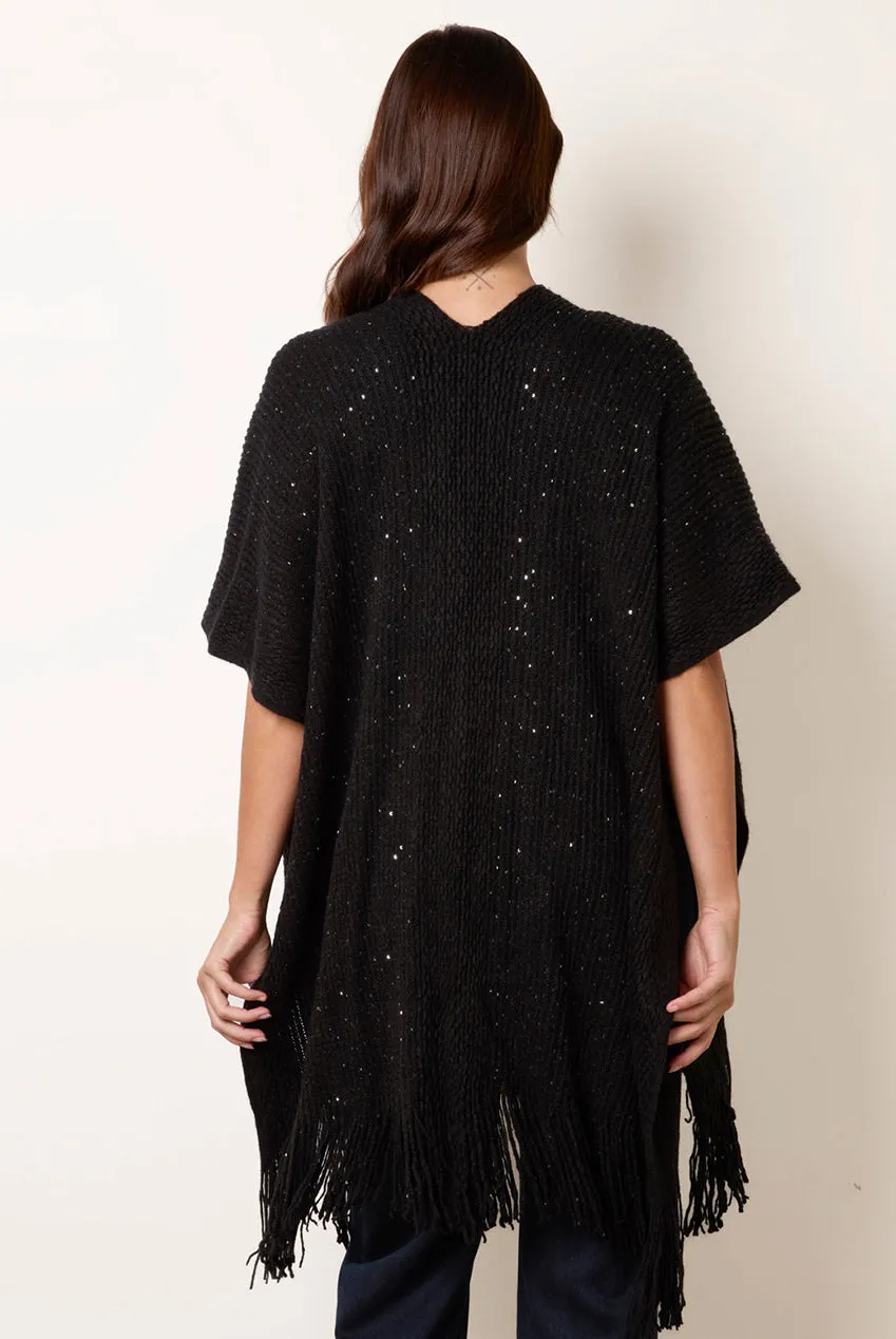 Blue Vanilla Sequin cardigan nero maniche corte