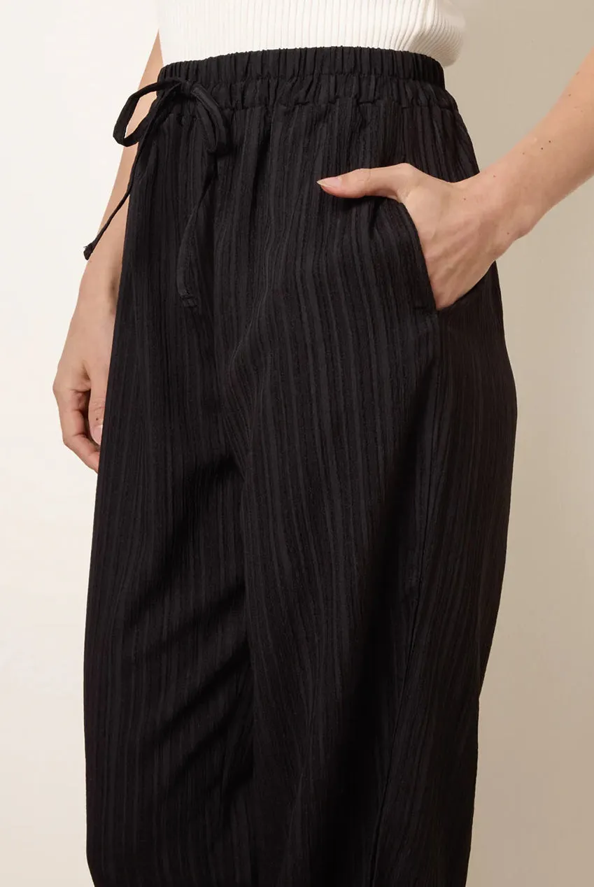 Blue Vanilla Drawstring pantaloni neri gamba larga coulisse