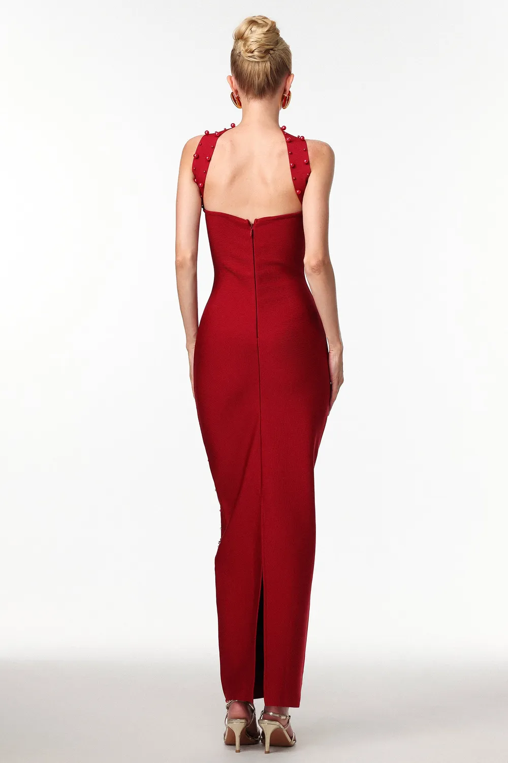 Bella Barnett Nesya abito maxi vino bandage