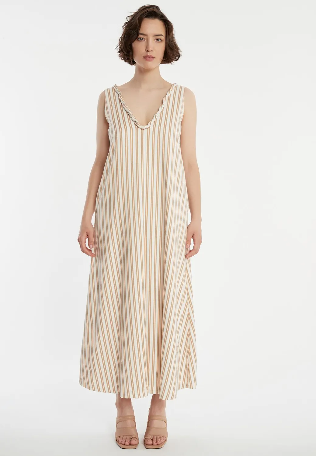 Ana Alcazar Zatea abito maxi bianco oversize righe