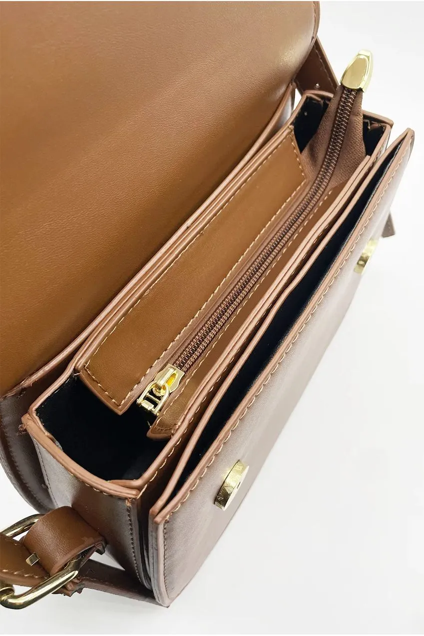 SVNX Rounded borsa cross body marrone 22 cm