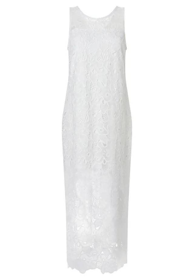 Ana Alcazar Zafola abito lungo pizzo bianco