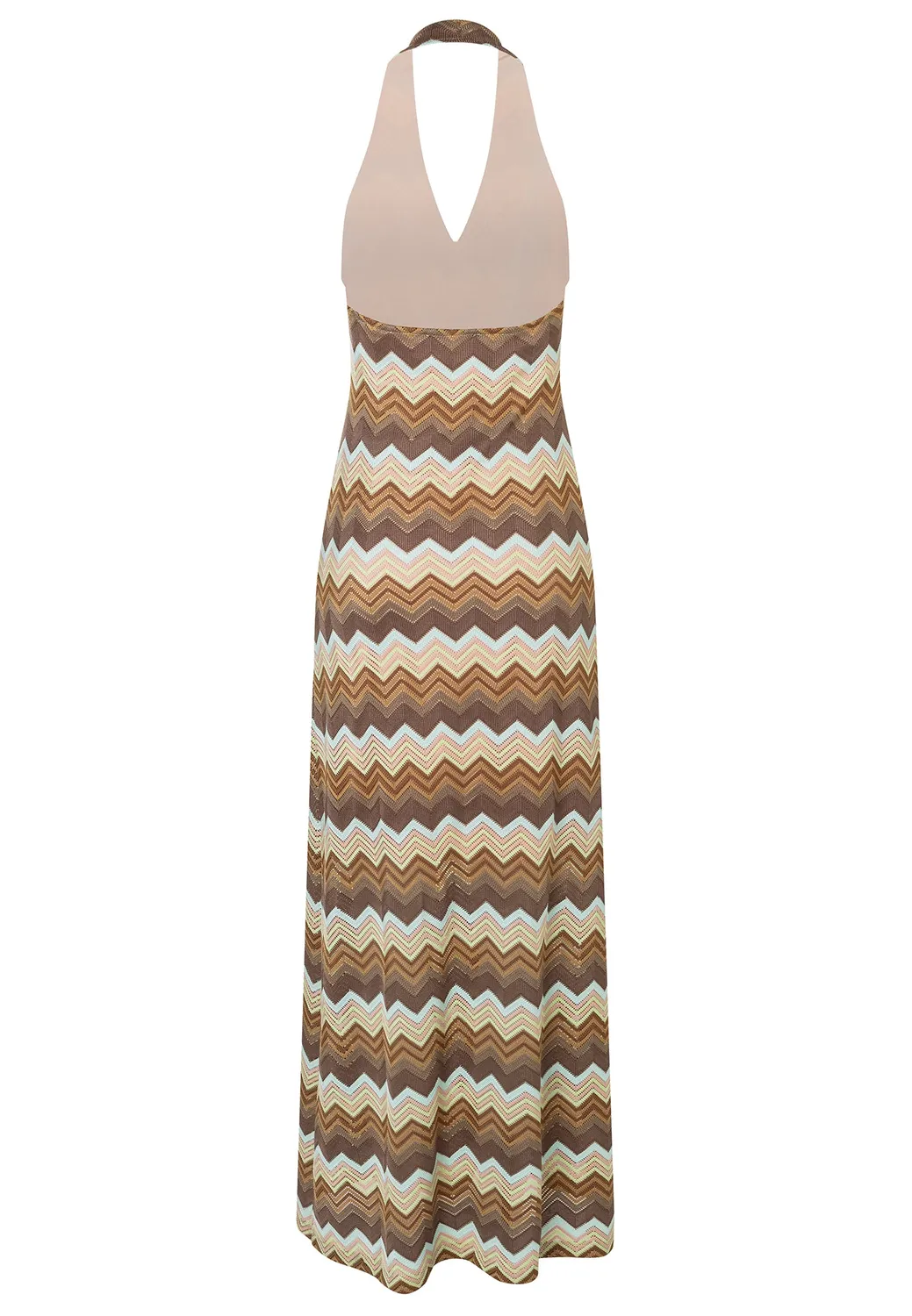 Ana Alcazar Disae abito maxi halterneck marrone