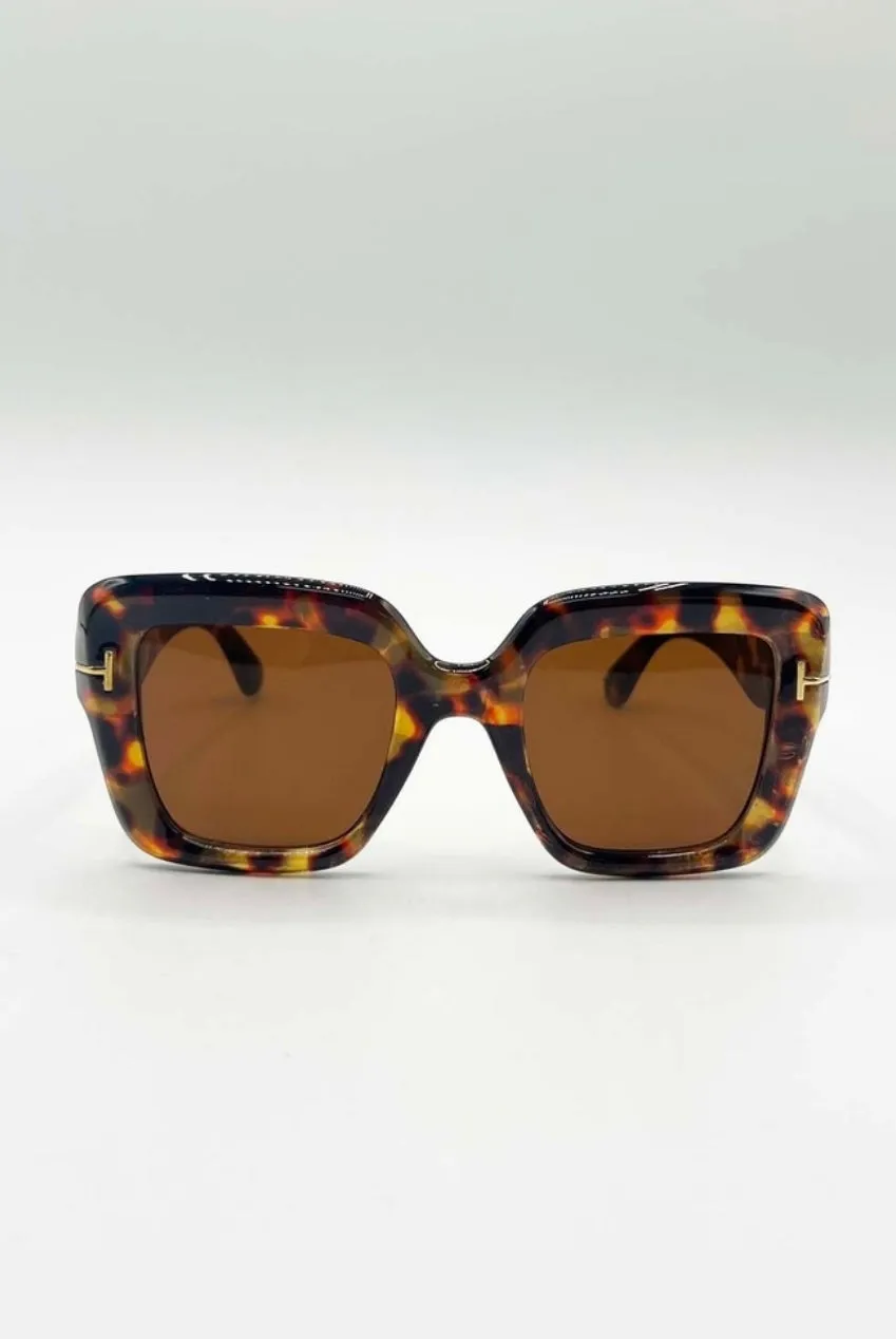 SVNX Bold Square occhiali da sole leopardo marrone
