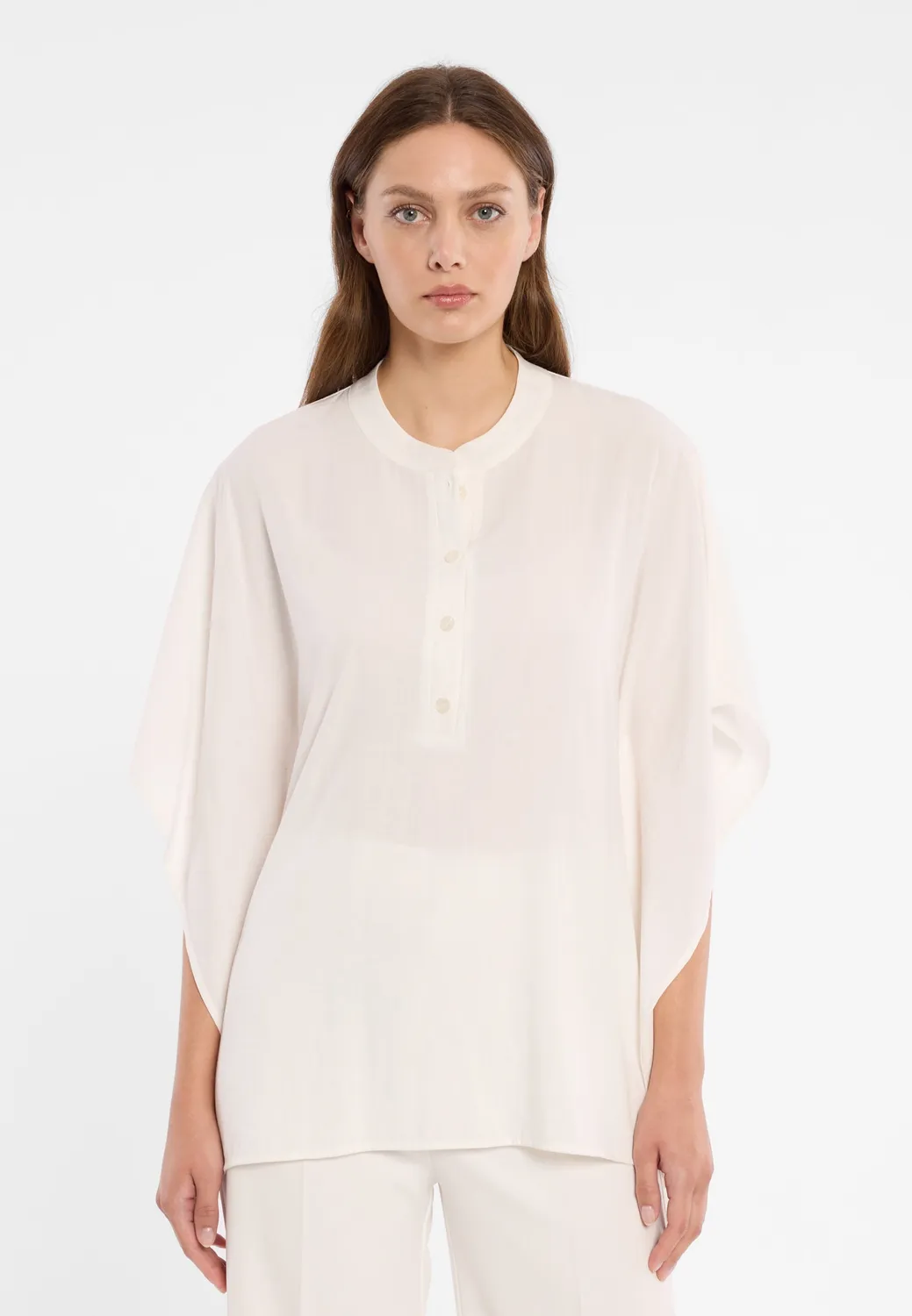 Ana Alcazar Dorayaq blusa crema collo orientale