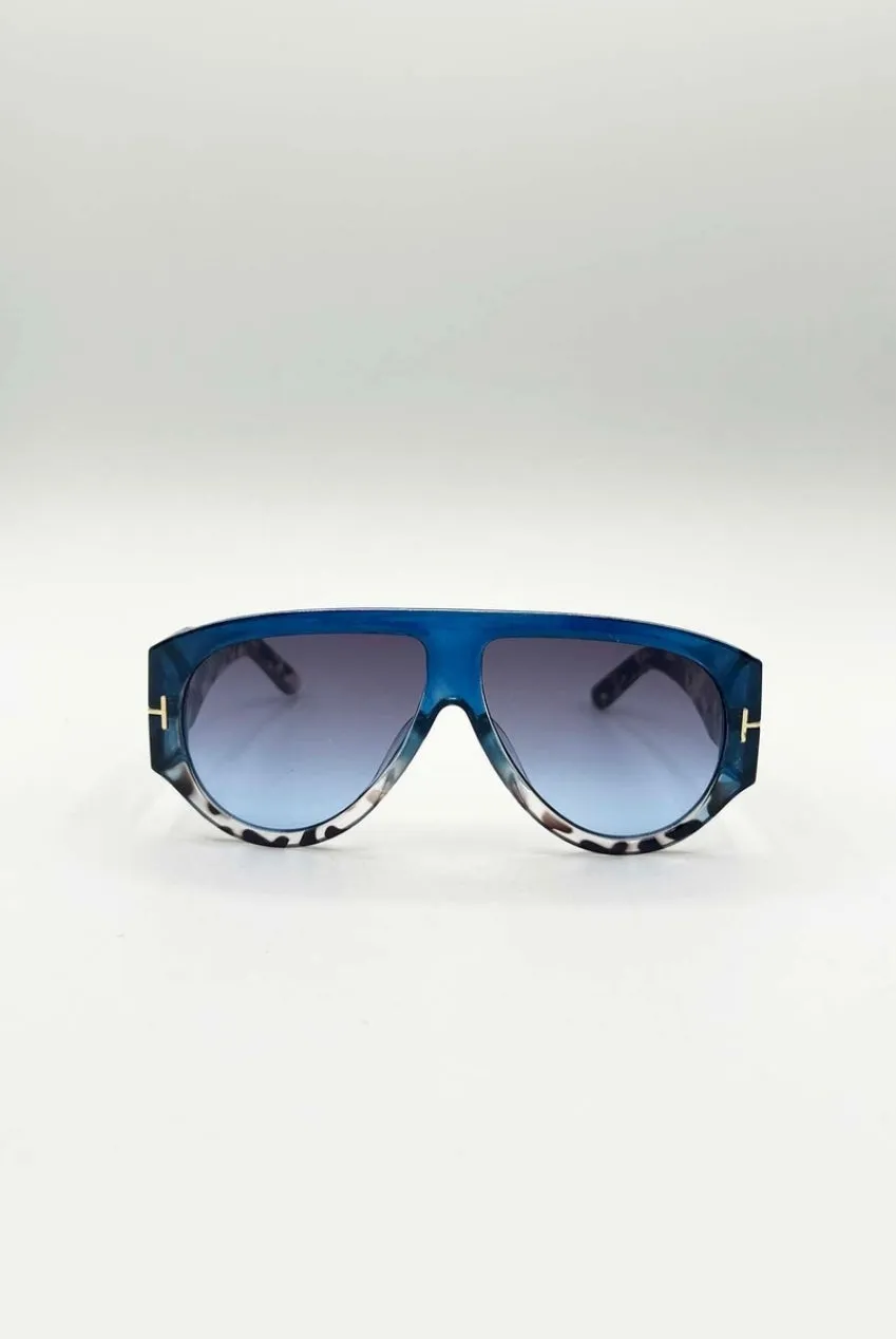 SVNX Oversized Rounded occhiali da sole blu nero PC