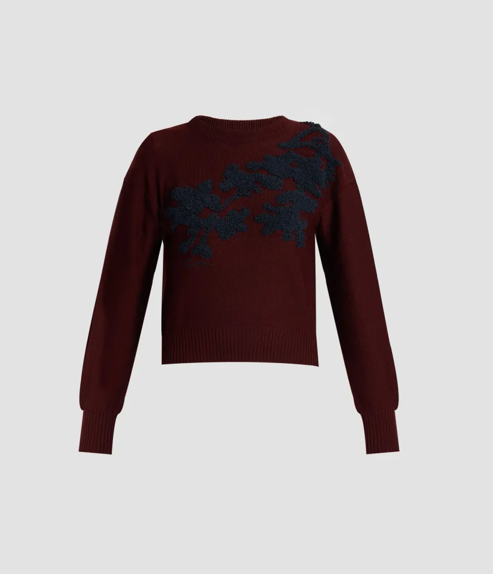 Erdem Fine Merino Wool Floral maglione bordeaux