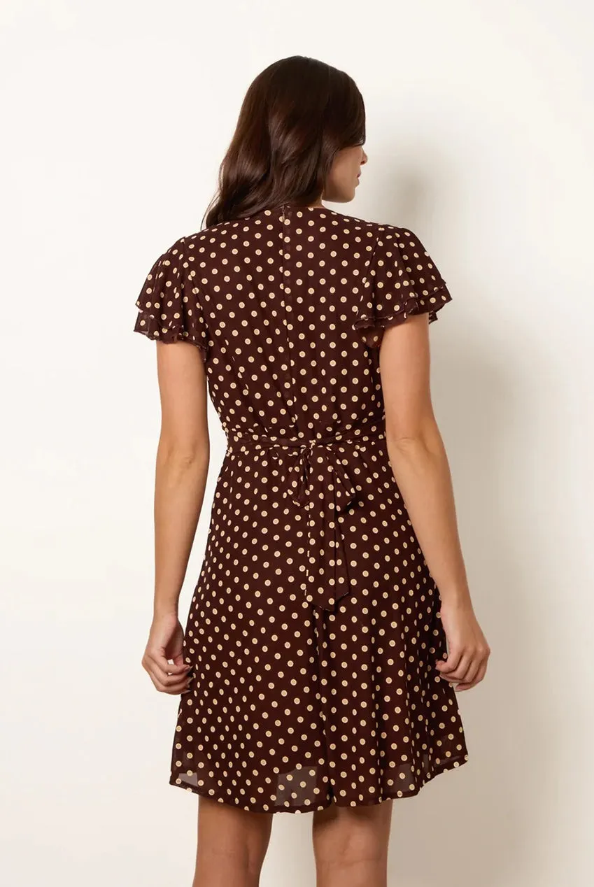 Blue Vanilla Spot Mesh abito pois marrone cioccolato