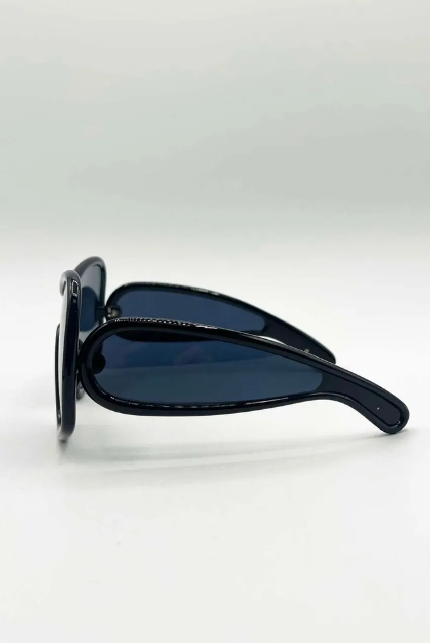 SVNX Mask occhiali da sole oversize neri quadrati UV400