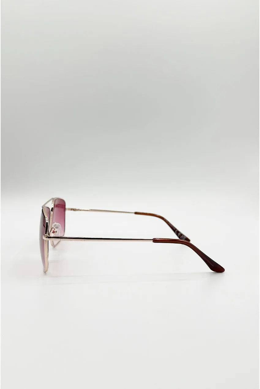 SVNX Aviator Square occhiali da sole oro rosa