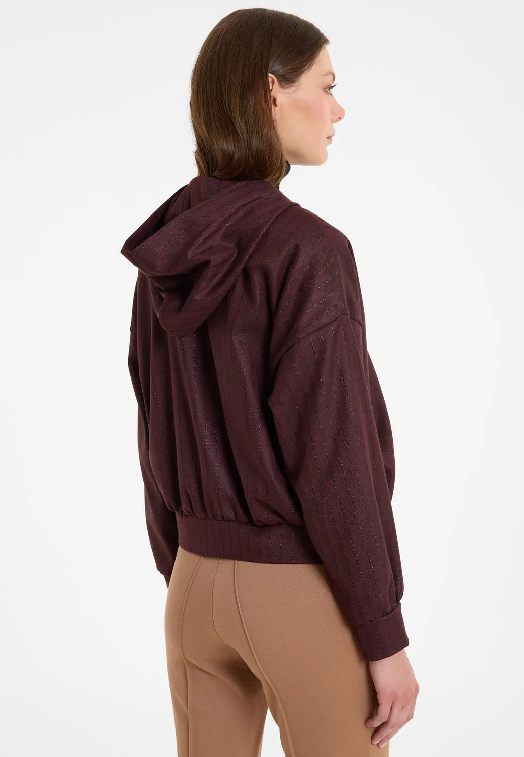Ana Alcazar Adea giacca blouson bordeaux gessata
