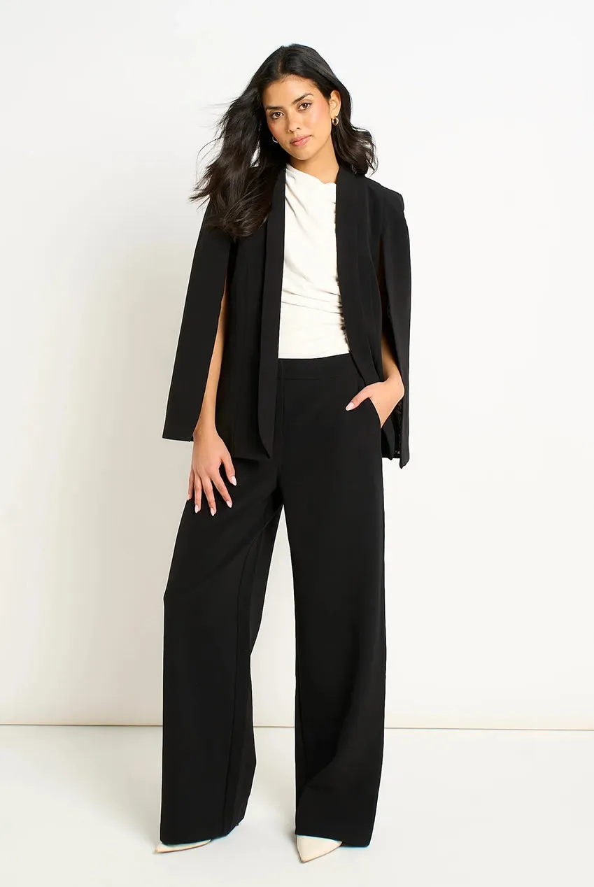 Gini London Tailored Cape Cappa Nera Fodera Leopardata