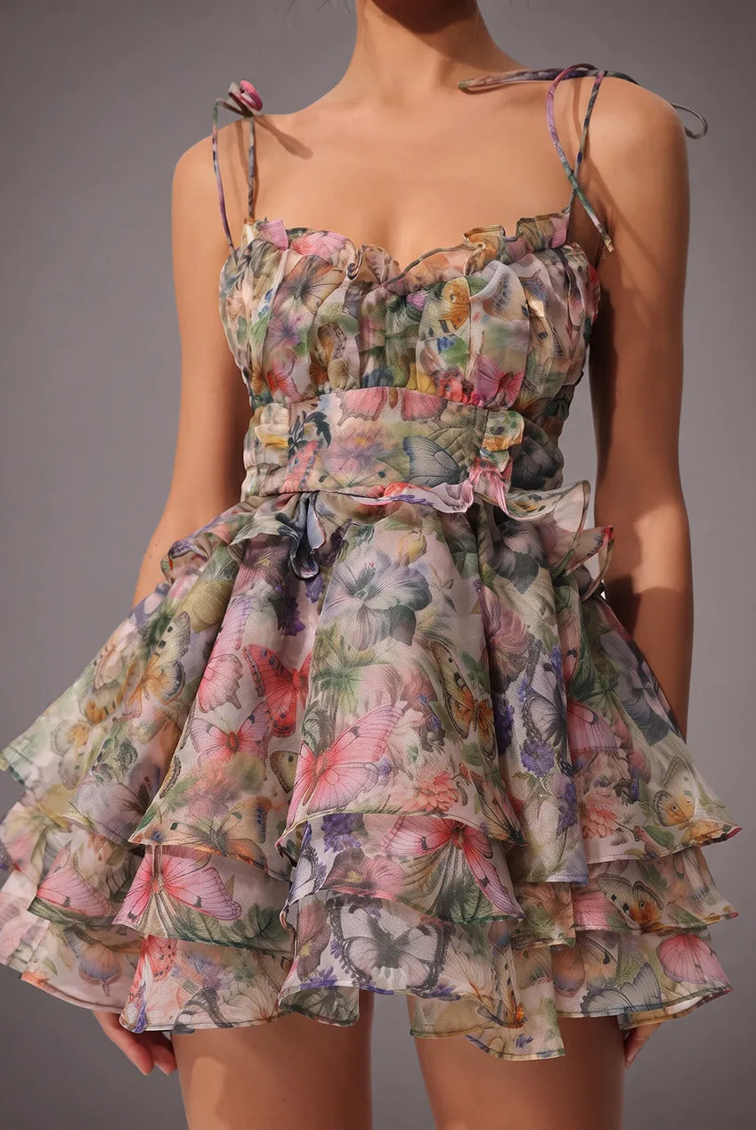 Bella Barnett Hester abito mini blush scollo a V allacciato