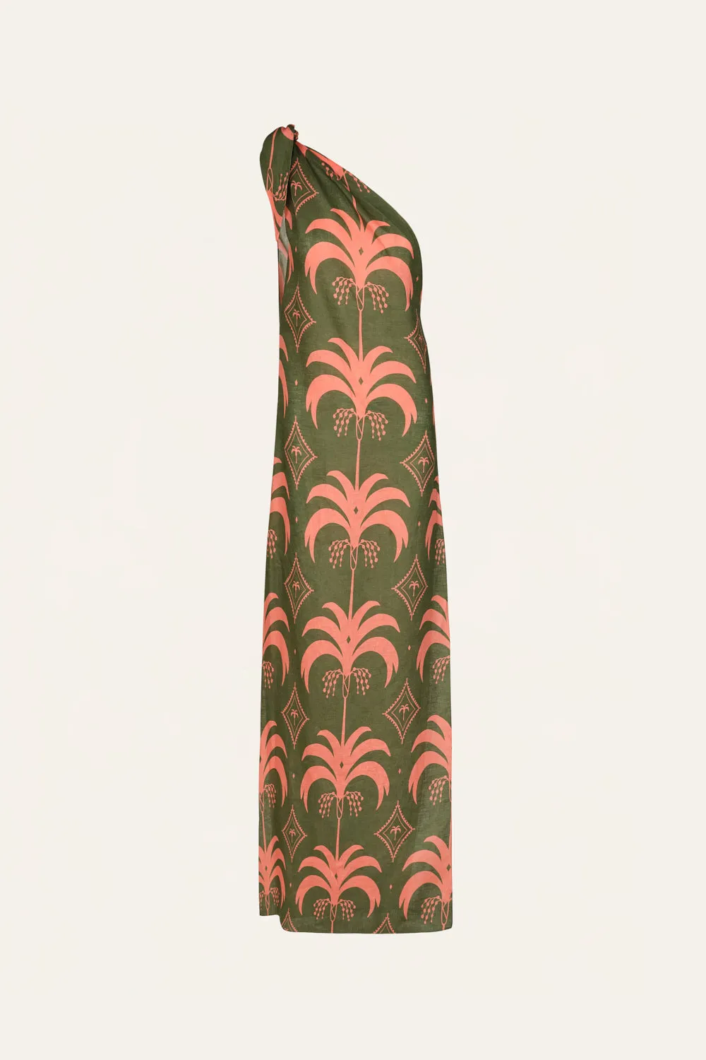 Johanna Ortiz Seaweed abito lino verde pesca con pareo