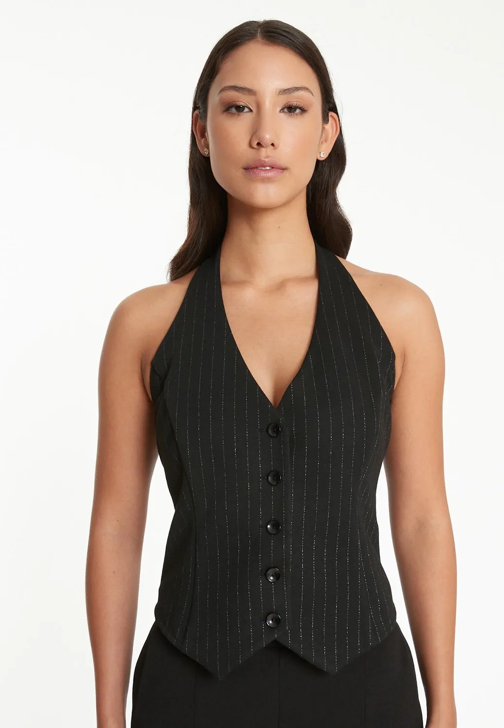 Ana Alcazar Tawa gilet gessato halter
