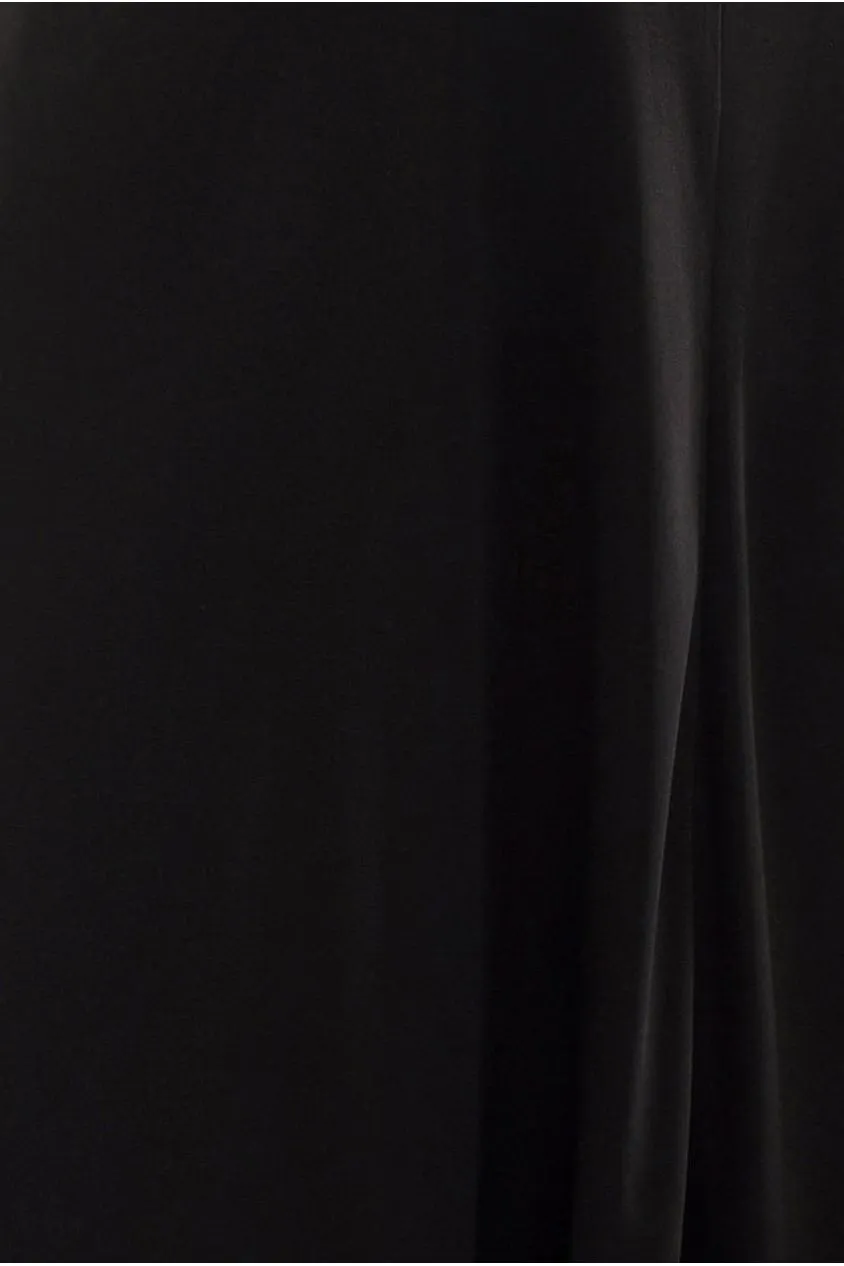 Goddiva Jersey Lining gonna maxi nera beige crema jersey