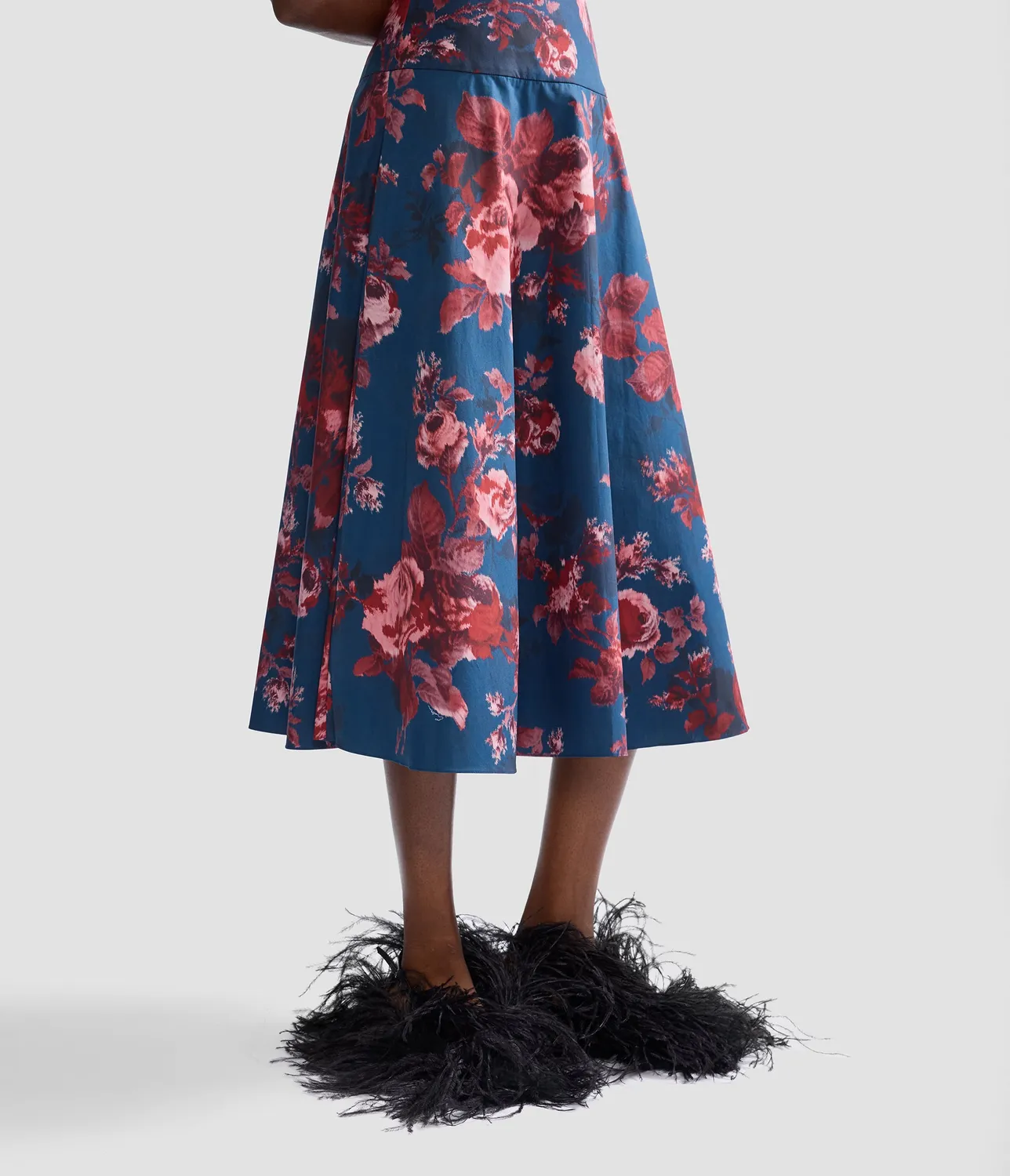 Erdem Floral Cotton gonna midi cotone fiori