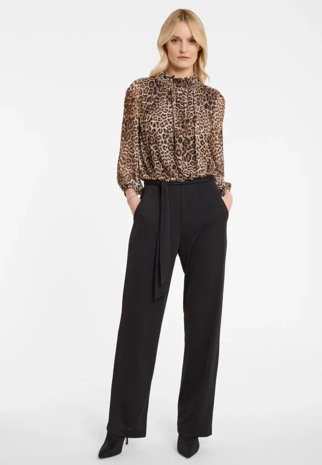 Ana Alcazar Aylia tuta jumpsuit nera leopardata