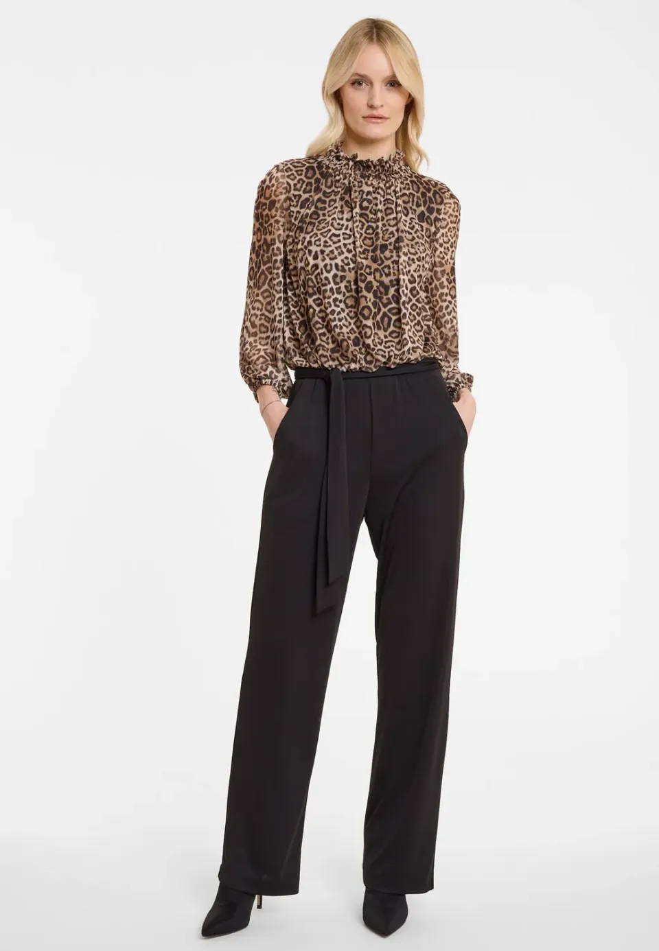 Ana Alcazar Aylia tuta jumpsuit nera leopardata