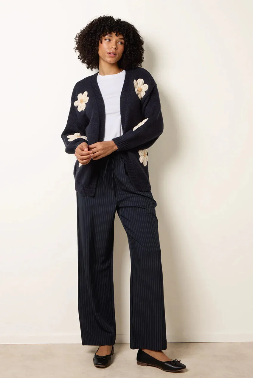 Blue Vanilla Daisy Flower cardigan navy S/M ricamato