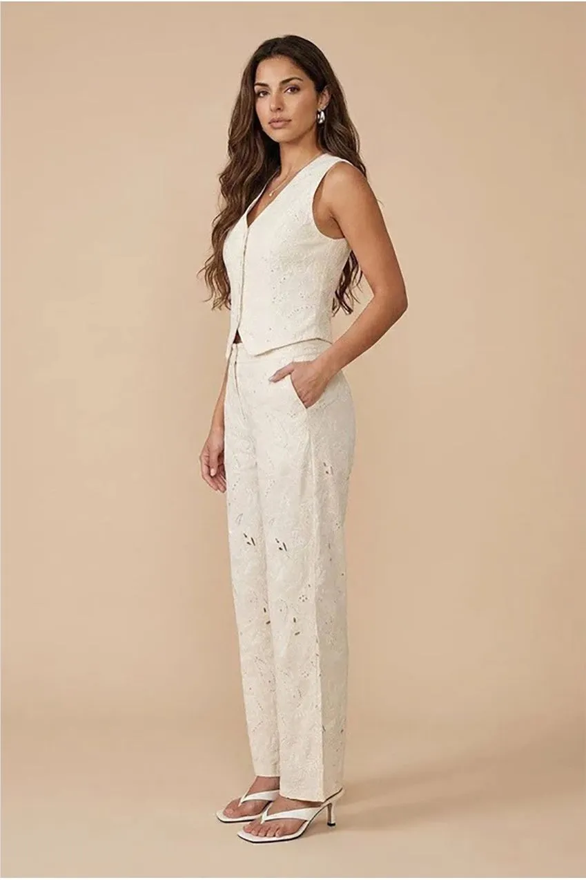 Urban Bliss Broderie gilet crema ricamato leggero