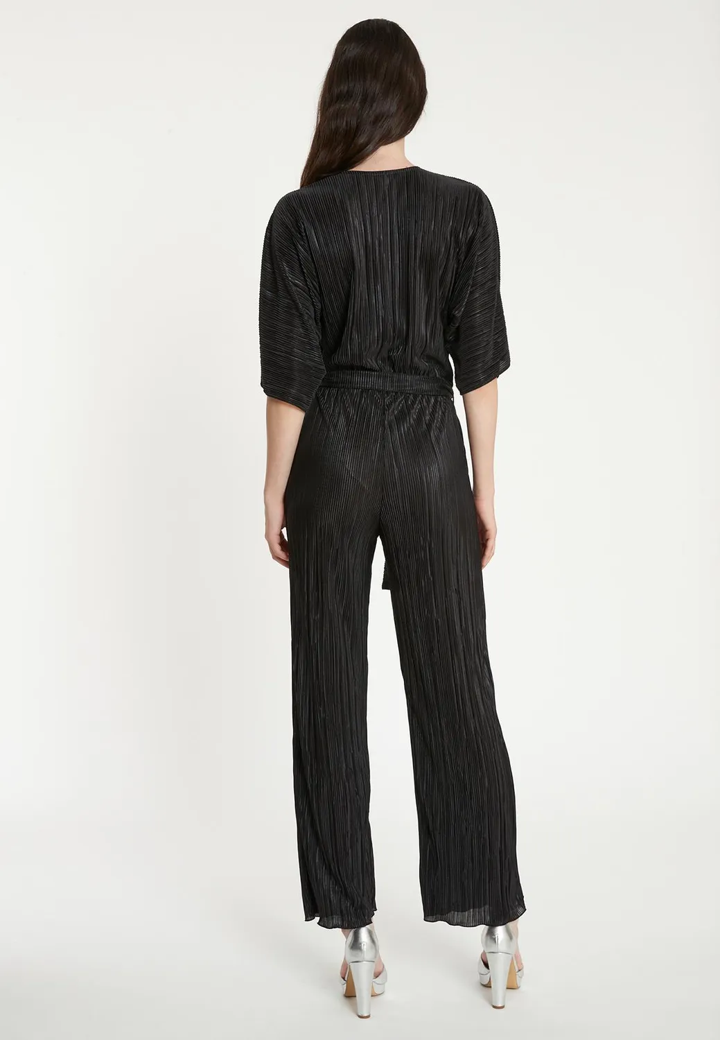 Ana Alcazar Tebora tuta jumpsuit nera pieghettata