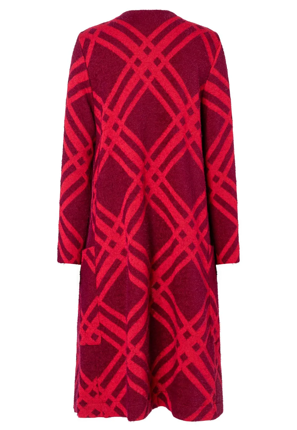 Ana Alcazar Atony cardigan lungo quadri rossi tasche