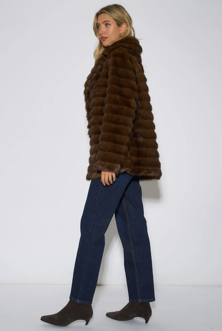 Gini London Two Tone giacca pelliccia marrone lunga