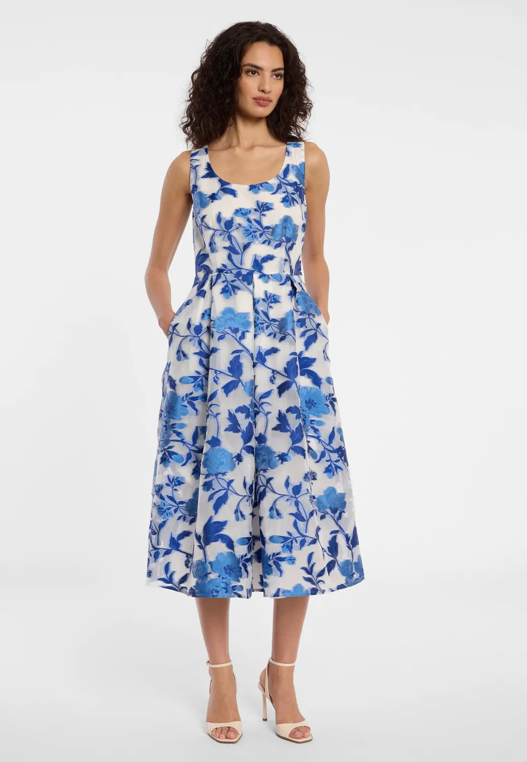Ana Alcazar Damia abito midi blu fantasia
