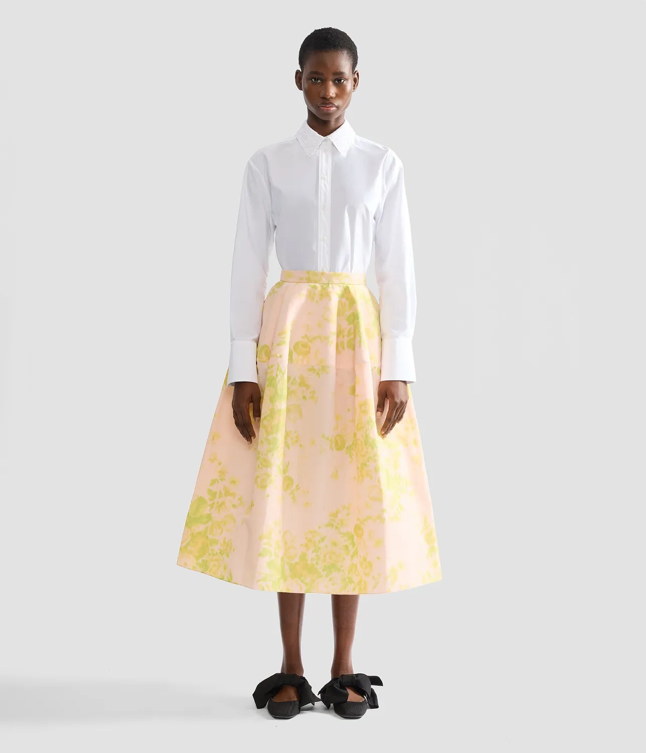 Erdem Cotton Poplin camicia bianca maniche lunghe pizzo