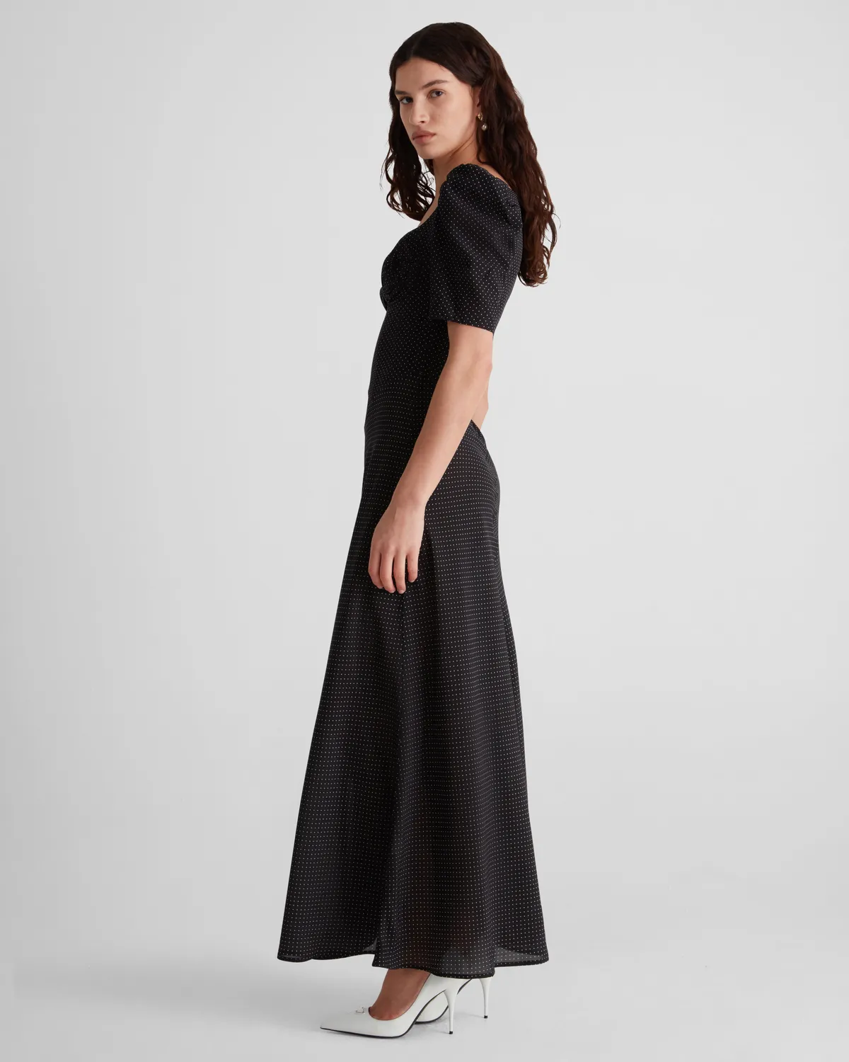 Violante Nessi Baccarat abito maxi nero pois seta