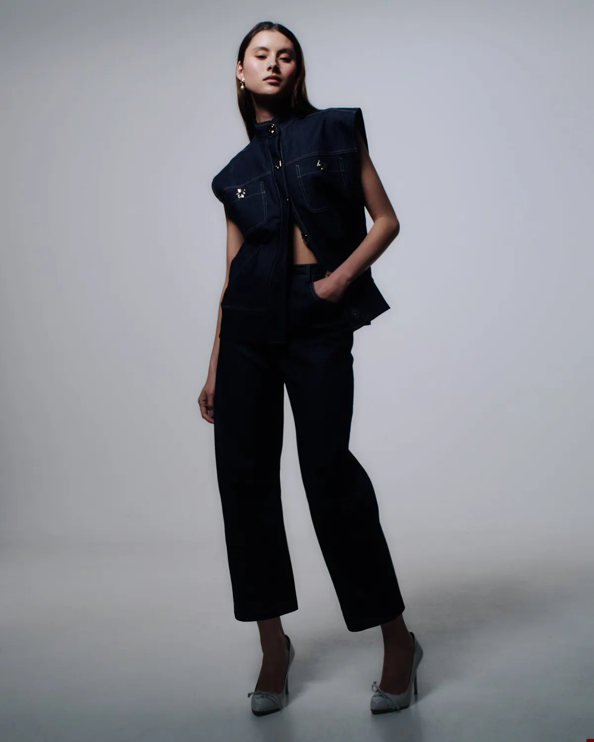 Violante Nessi Fia gilet blu denim organico