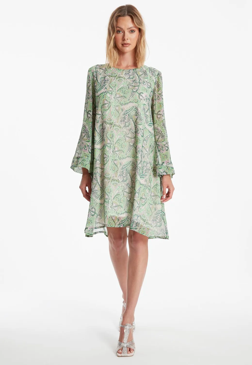 Ana Alcazar Zesana abito tunica verde paisley