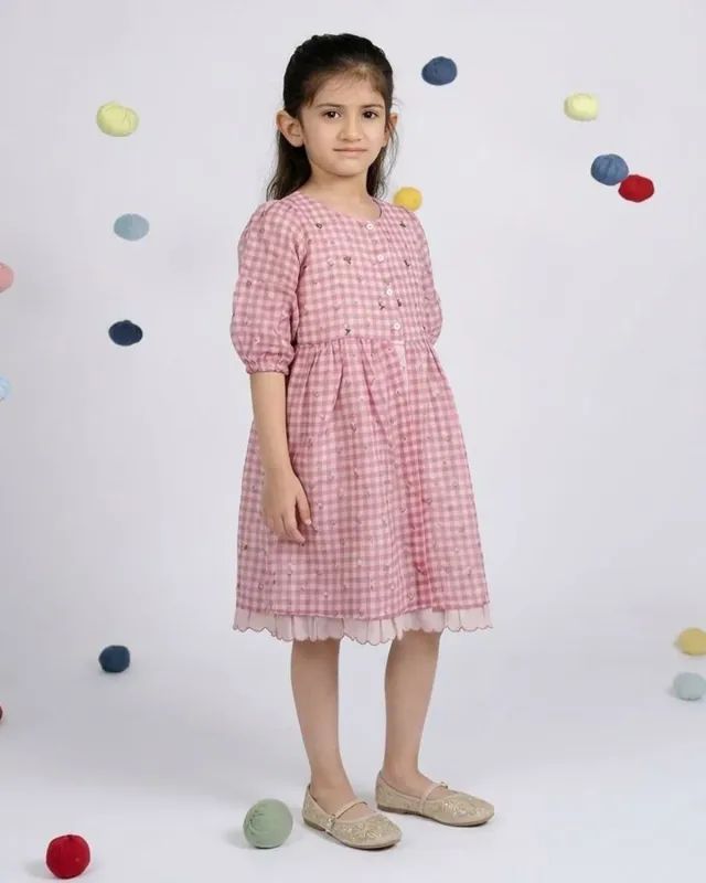 Our Dve Be You Kids Pixie abito bambina rosa quadri