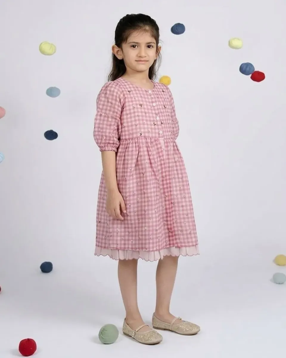 Our Dve Be You Kids Pixie abito bambina rosa quadri
