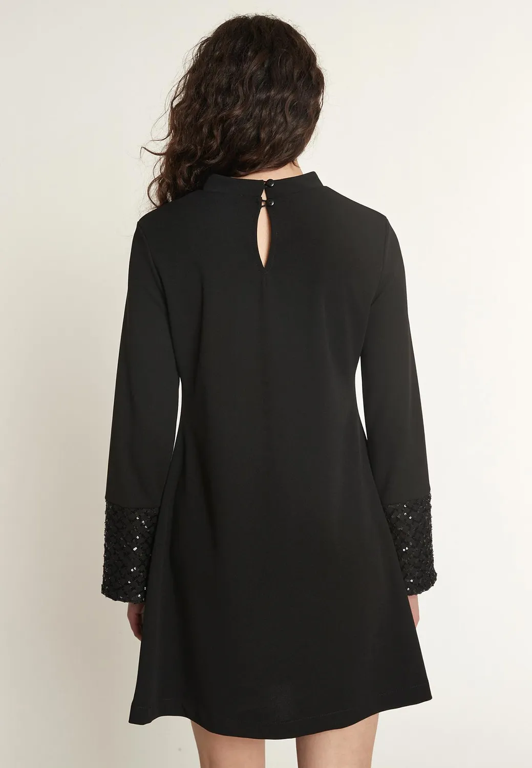 Ana Alcazar Odari abito mini nero paillettes