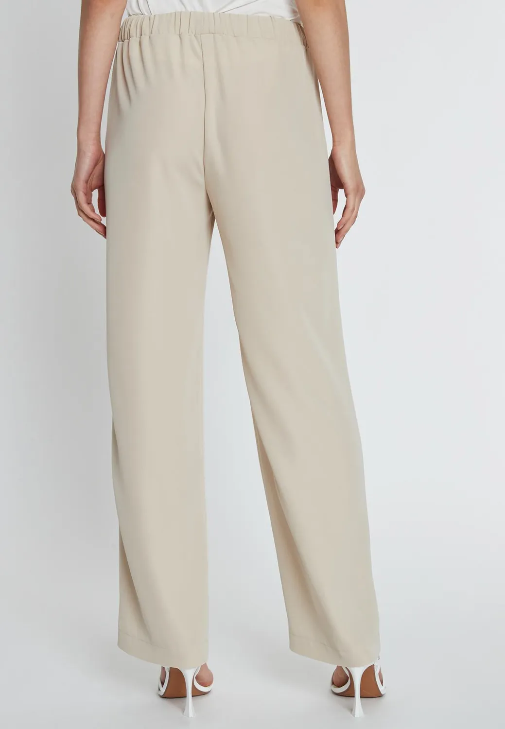 Ana Alcazar Ramira pantaloni beige viscosa vita elastica