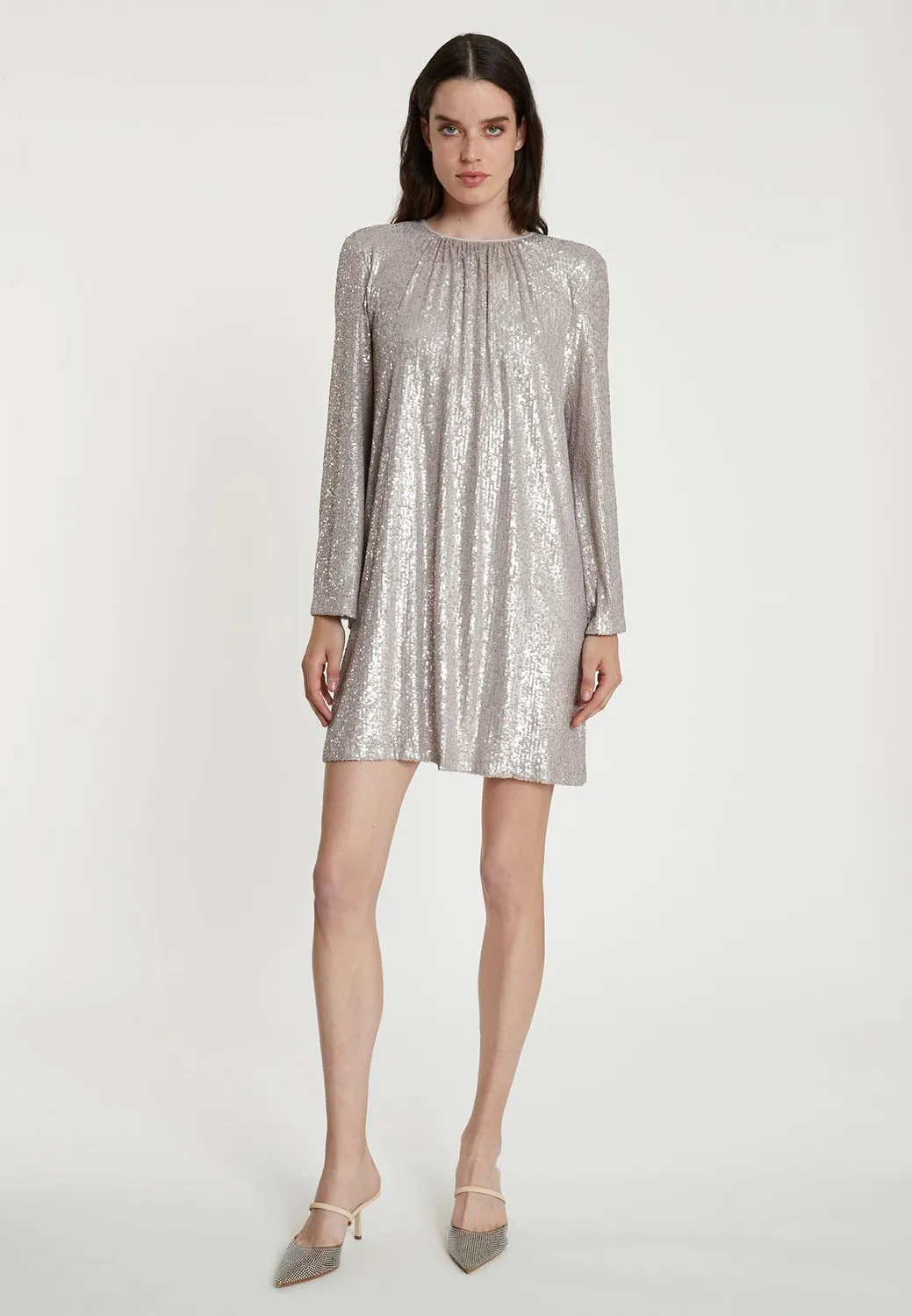 Ana Alcazar Tadyra abito paillettes argento