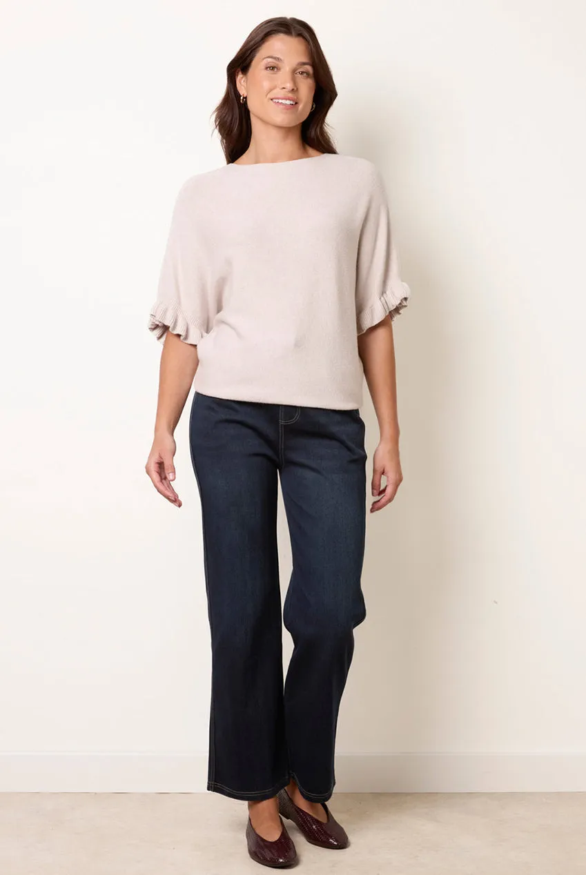 Blue Vanilla Batwing maglione beige scollo tondo