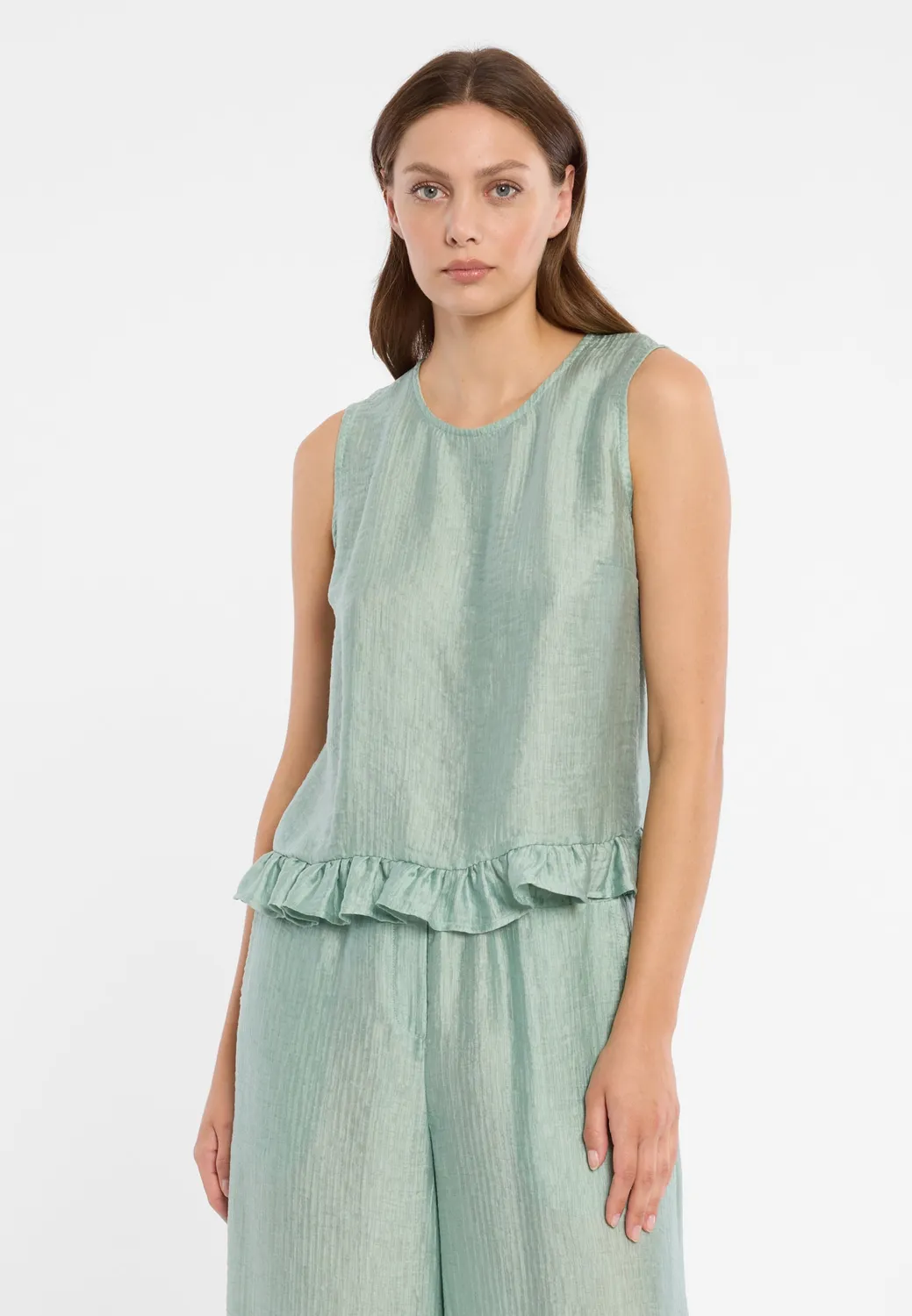 Ana Alcazar Dorell top peplum verde salvia