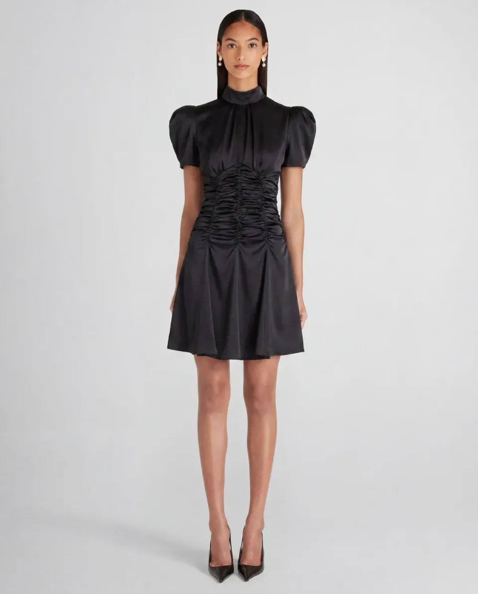 Violante Nessi Balthus abito nero cady satin seta